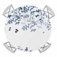 thumbnail image 1 of Elastic Fitted Round Tablecloth, Blue Leaves Waterproof Stretch Table Cover for 55"-60" Tables, Summer Botanical Washable Outdoor Tablecloths for Patio, Picnic, Camping, 1 of 9
