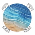 thumbnail image 1 of Elastic Fitted Round Tablecloth, Blue Ombre Coastal Waterproof Stretch Table Cover for 55"-60" Tables, Summer Nautical Beach Ocean Seaside Washable Outdoor Tablecloths for Patio, Picnic, Camping, 1 of 9