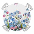 thumbnail image 1 of Elastic Fitted Round Tablecloth, Blue Spring Floral Waterproof Stretch Table Cover for 45"-54" Tables, Pink Flowers Butterfly Pastoral Washable Outdoor Tablecloths for Patio, Picnic, Camping, 1 of 9