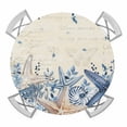 thumbnail image 1 of Elastic Fitted Round Tablecloth, Blue Starfish Coastal Waterproof Stretch Table Cover for 36"-44" Tables, Eucalyptus Summer Nautical Shell Retro Washable Outdoor Tablecloths for Patio, Picnic, 1 of 9