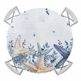 thumbnail image 1 of Elastic Fitted Round Tablecloth, Blue Starfish Coastal Waterproof Stretch Table Cover for 55"-60" Tables, Eucalyptus Summer Nautical Shell Washable Outdoor Tablecloths for Patio, Picnic, Camping, 1 of 9