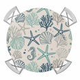 thumbnail image 1 of Elastic Fitted Round Tablecloth, Blue Teal Coastal Waterproof Stretch Table Cover for 55"-60" Tables, Summer Beach Starfish Coral Nautical Rustic Washable Outdoor Tablecloths for Patio, Camping, 1 of 9