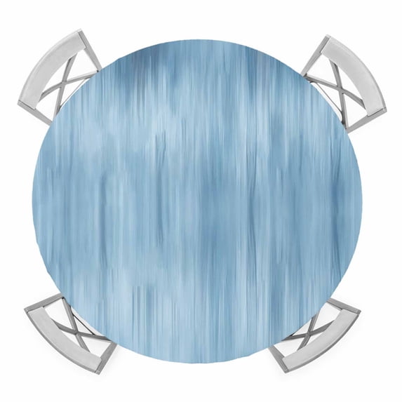 Elastic Fitted Round Tablecloth, Blue Waterproof Stretch Table Cover for 36"-44" Tables, Modern Abstract Art Ombre Striped Washable Outdoor Tablecloths for Patio, Picnic, Camping