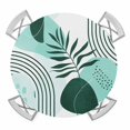 thumbnail image 1 of Elastic Fitted Round Tablecloth, Boho Geometric Waterproof Stretch Table Cover for 36"-44" Tables, Aqua Ethnic Abstract Stripes Leaves Washable Outdoor Tablecloths for Patio, Picnic, Camping, 1 of 9