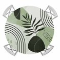thumbnail image 1 of Elastic Fitted Round Tablecloth, Boho Geometric Waterproof Stretch Table Cover for 36"-44" Tables, Farmhouse Green Abstract Stripes Leaves Washable Outdoor Tablecloths for Patio, Picnic, Camping, 1 of 9