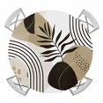 thumbnail image 1 of Elastic Fitted Round Tablecloth, Brown Boho Geometric Waterproof Stretch Table Cover for 36"-44" Tables, Country Retro Abstract Lines Leaves Washable Outdoor Tablecloths for Patio, Picnic, Camping, 1 of 9