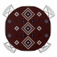 thumbnail image 1 of Elastic Fitted Round Tablecloth, Brown Boho Waterproof Stretch Table Cover for 45"-54" Tables, Retro Farmhouse Abstract Geometric Ethnic Art Washable Outdoor Tablecloths for Patio, Picnic, Camping, 1 of 9