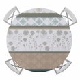 thumbnail image 1 of Elastic Fitted Round Tablecloth, Brown Geometric Waterproof Stretch Table Cover for 55"-60" Tables, Stripes Boho Spring Flowers Pastoral Country Washable Outdoor Tablecloths for Patio, Picnic, 1 of 9