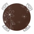 thumbnail image 1 of Elastic Fitted Round Tablecloth, Brown Waterproof Stretch Table Cover for 45"-54" Tables, Spring Flora Washable Outdoor Tablecloths for Patio, Picnic, Camping, 1 of 9
