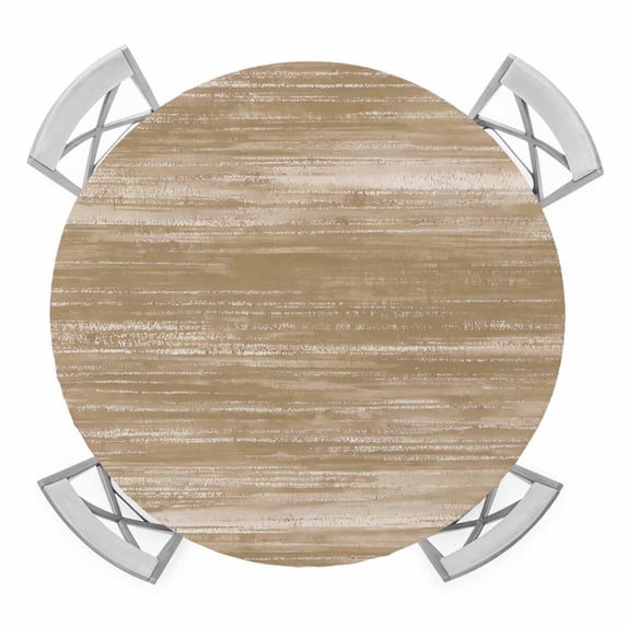 Elastic Fitted Round Tablecloth, Brown Waterproof Stretch Table Cover for 45"-54" Tables, Vintage Modern Abstract Art Ombre Washable Outdoor Tablecloths for Patio, Picnic, Camping