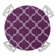 thumbnail image 1 of Elastic Fitted Round Tablecloth, Dark Purple Moroccan Waterproof Stretch Table Cover for 55"-60" Tables, Country Abstract Quatrefoil Lattice Washable Outdoor Tablecloths for Patio, Picnic, Camping, 1 of 9