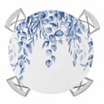 thumbnail image 1 of Elastic Fitted Round Tablecloth, Eucalyptus Leaves Waterproof Stretch Table Cover for 36"-44" Tables, Navy Blue Summer Botanical Weeping Washable Outdoor Tablecloths for Patio, Picnic, Camping, 1 of 9
