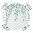 thumbnail image 1 of Elastic Fitted Round Tablecloth, Eucalyptus Leaves Waterproof Stretch Table Cover for 55"-60" Tables, Turquoise Summer Botanical Weeping Washable Outdoor Tablecloths for Patio, Picnic, Camping, 1 of 9