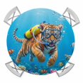 thumbnail image 1 of Elastic Fitted Round Tablecloth, Funny Diving Tiger Waterproof Stretch Table Cover for 36"-44" Tables, Ocean Sea Coastal Coral Fish Marine Life Washable Outdoor Tablecloths for Patio, Picnic, Camping, 1 of 9