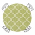 thumbnail image 1 of Elastic Fitted Round Tablecloth, Grass Green Morocco Waterproof Stretch Table Cover for 55"-60" Tables, Ethnic Geometric Quatrefoil Lattice Washable Outdoor Tablecloths for Patio, Picnic, Camping, 1 of 9