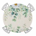 thumbnail image 1 of Elastic Fitted Round Tablecloth, Green Eucalyptus Leaves Waterproof Stretch Table Cover for 45"-54" Tables, Spring Daily Flowers Botanical Linen Washable Outdoor Tablecloths for Patio, Picnic, 1 of 9