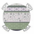 thumbnail image 1 of Elastic Fitted Round Tablecloth, Green Stripes Abstract Waterproof Stretch Table Cover for 36"-44" Tables, Geometric Spring Flowers Rustic Washable Outdoor Tablecloths for Patio, Picnic, Camping, 1 of 9