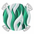 thumbnail image 1 of Elastic Fitted Round Tablecloth, Green White Moire Waterproof Stretch Table Cover for 45"-54" Tables, Modern Abstract Art Washable Outdoor Tablecloths for Patio, Picnic, Camping, 1 of 9