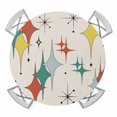 thumbnail image 1 of Elastic Fitted Round Tablecloth, Green Yellow Diamond Waterproof Stretch Table Cover for 45"-54" Tables, Modern Geometric Middle Century Beige Washable Outdoor Tablecloths for Patio, Picnic, Camping, 1 of 9