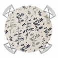 thumbnail image 1 of Elastic Fitted Round Tablecloth, Grey Black Botanical Waterproof Stretch Table Cover for 55"-60" Tables, Rustic Country Spring Floral Summer Leaf Washable Outdoor Tablecloths for Patio, Picnic, 1 of 9