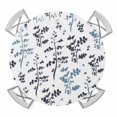 thumbnail image 1 of Elastic Fitted Round Tablecloth, Grey Blue Botanical Waterproof Stretch Table Cover for 45"-54" Tables, Watercolor Spring Floral Summer Leaf Washable Outdoor Tablecloths for Patio, Picnic, Camping, 1 of 9