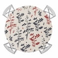 thumbnail image 1 of Elastic Fitted Round Tablecloth, Grey Red Botanical Waterproof Stretch Table Cover for 45"-54" Tables, Rustic Country Spring Floral Summer Leaf Washable Outdoor Tablecloths for Patio, Picnic, Camping, 1 of 9