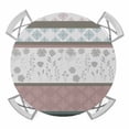 thumbnail image 1 of Elastic Fitted Round Tablecloth, Grey Stripes Abstract Waterproof Stretch Table Cover for 45"-54" Tables, Geometric Spring Flowers Country Washable Outdoor Tablecloths for Patio, Picnic, Camping, 1 of 9