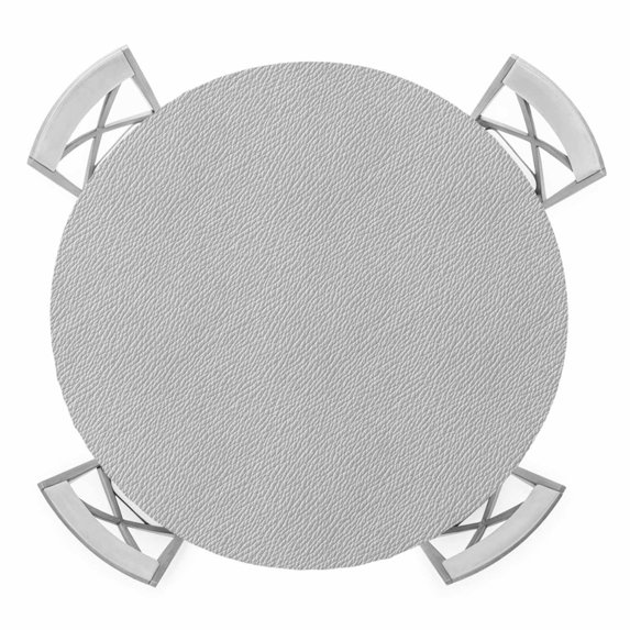 Elastic Fitted Round Tablecloth, Grey Waterproof Stretch Table Cover for 55"-60" Tables, Vintage Leather Patterned Texture Solid Modern Washable Outdoor Tablecloths for Patio, Picnic, Camping
