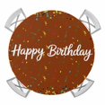 thumbnail image 1 of Elastic Fitted Round Tablecloth, Happy Birthday Waterproof Stretch Table Cover for 36"-44" Tables, Brown Modern Abstract Art Washable Outdoor Tablecloths for Patio, Picnic, Camping, 1 of 9