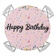 thumbnail image 1 of Elastic Fitted Round Tablecloth, Happy Birthday Waterproof Stretch Table Cover for 55"-60" Tables, Pink Modern Abstract Art Washable Outdoor Tablecloths for Patio, Picnic, Camping, 1 of 9