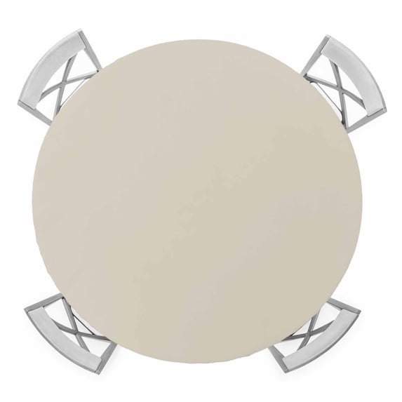 Elastic Fitted Round Tablecloth, Ivory White Waterproof Stretch Table Cover for 45"-54" Tables, Modern Pure Ivory White Washable Outdoor Tablecloths for Patio, Picnic, Camping