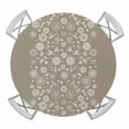 thumbnail image 1 of Elastic Fitted Round Tablecloth, Japanese Waterproof Stretch Table Cover for 45"-54" Tables, Grey Simple Traditional Flowers Leaves Pattern Washable Outdoor Tablecloths for Patio, Picnic, Camping, 1 of 9