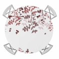 thumbnail image 1 of Elastic Fitted Round Tablecloth, Leaves Waterproof Stretch Table Cover for 36"-44" Tables, Pink Brown Summer Botanical Washable Outdoor Tablecloths for Patio, Picnic, Camping, 1 of 9