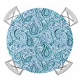 thumbnail image 1 of Elastic Fitted Round Tablecloth, Light Blue Teal Waterproof Stretch Table Cover for 36"-44" Tables, Retro Botanical Abstract Art Washable Outdoor Tablecloths for Patio, Picnic, Camping, 1 of 9