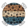 thumbnail image 1 of Elastic Fitted Round Tablecloth, Navy Blue Brown Waterproof Stretch Table Cover for 45"-54" Tables, Rustic Farmhouse Dog Paw Vintage Washable Outdoor Tablecloths for Patio, Picnic, Camping, 1 of 9