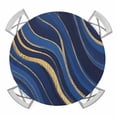 thumbnail image 1 of Elastic Fitted Round Tablecloth, Navy Blue Moire Waterproof Stretch Table Cover for 45"-54" Tables, Modern Abstract Art Washable Outdoor Tablecloths for Patio, Picnic, Camping, 1 of 9