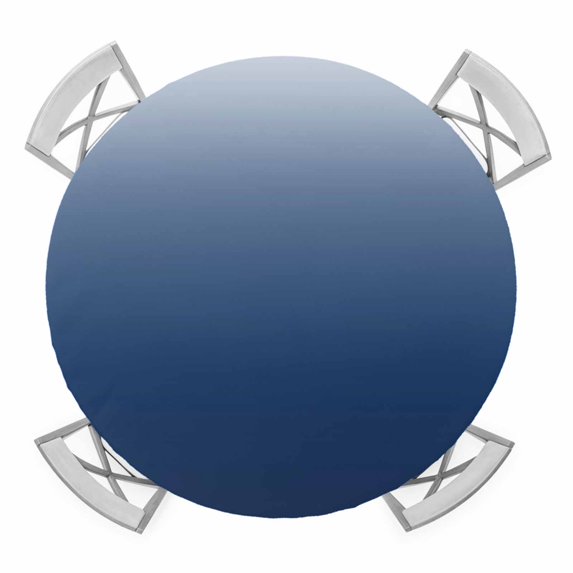 Elastic Fitted Round Tablecloth, Navy Blue Ombre Waterproof Stretch Table Cover for 36"-44" Tables, Modern Abstract Art Gradient Aesthetics Washable Outdoor Tablecloths for Patio, Picnic, Camping