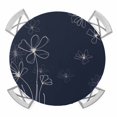 thumbnail image 1 of Elastic Fitted Round Tablecloth, Navy Blue Waterproof Stretch Table Cover for 55"-60" Tables, Spring Flora Washable Outdoor Tablecloths for Patio, Picnic, Camping, 1 of 9