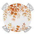 thumbnail image 1 of Elastic Fitted Round Tablecloth, Orange Eucalyptus Leaves Waterproof Stretch Table Cover for 45"-54" Tables, Spring Summer Botanical Washable Outdoor Tablecloths for Patio, Picnic, Camping, 1 of 9