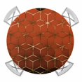 thumbnail image 1 of Elastic Fitted Round Tablecloth, Orange Geometric Waterproof Stretch Table Cover for 55"-60" Tables, Ombre Modern Abstract Art Washable Outdoor Tablecloths for Patio, Picnic, Camping, 1 of 9