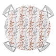 thumbnail image 1 of Elastic Fitted Round Tablecloth, Orange Grey Botanical Waterproof Stretch Table Cover for 55"-60" Tables, Spring Floral Summer Farmhouse Washable Outdoor Tablecloths for Patio, Picnic, Camping, 1 of 9