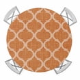 thumbnail image 1 of Elastic Fitted Round Tablecloth, Orange Morocco Waterproof Stretch Table Cover for 45"-54" Tables, Farmhouse Ethnic Geometric Grid Aesthetic Washable Outdoor Tablecloths for Patio, Picnic, Camping, 1 of 9
