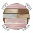 thumbnail image 1 of Elastic Fitted Round Tablecloth, Pink Brown Vintage Waterproof Stretch Table Cover for 45"-54" Tables, Retro Farmhouse Elegant Pastoral Washable Outdoor Tablecloths for Patio, Picnic, Camping, 1 of 9