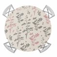 thumbnail image 1 of Elastic Fitted Round Tablecloth, Pink Grey Botanical Waterproof Stretch Table Cover for 55"-60" Tables, Rustic Country Spring Floral Summer Leaf Washable Outdoor Tablecloths for Patio, Picnic, 1 of 9