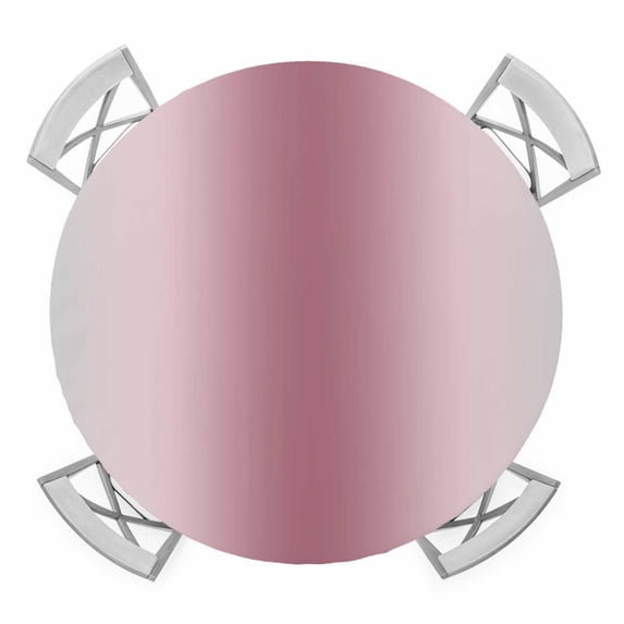 Elastic Fitted Round Tablecloth, Pink Grey Ombre Waterproof Stretch Table Cover for 36"-44" Tables, Farmhouse Gradient Minimalist Washable Outdoor Tablecloths for Patio, Picnic, Camping