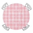 thumbnail image 1 of Elastic Fitted Round Tablecloth, Pink Plaid Waterproof Stretch Table Cover for 36"-44" Tables, Modern Art Checkered Farmhouse Washable Outdoor Tablecloths for Patio, Picnic, Camping, 1 of 9