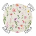 thumbnail image 1 of Elastic Fitted Round Tablecloth, Pink Spring Floral Waterproof Stretch Table Cover for 45"-54" Tables, Flowers Elegant Pastoral Botanical Washable Outdoor Tablecloths for Patio, Picnic, Camping, 1 of 9