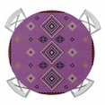 thumbnail image 1 of Elastic Fitted Round Tablecloth, Purple Boho Waterproof Stretch Table Cover for 45"-54" Tables, Country Abstract Geometric Ethnic Aesthetic Washable Outdoor Tablecloths for Patio, Picnic, Camping, 1 of 9