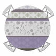 thumbnail image 1 of Elastic Fitted Round Tablecloth, Purple Geometric Waterproof Stretch Table Cover for 55"-60" Tables, Stripes Boho Spring Flowers Country Rural Washable Outdoor Tablecloths for Patio, Picnic, Camping, 1 of 9