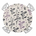 thumbnail image 1 of Elastic Fitted Round Tablecloth, Purple Grey Botanical Waterproof Stretch Table Cover for 36"-44" Tables, Rustic Country Spring Floral Summer Leaf Washable Outdoor Tablecloths for Patio, Picnic, 1 of 9
